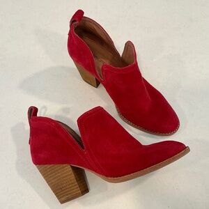 JEFFREY CAMPBELL Rosalee Red Suede Bootie Size 7.5 Like New